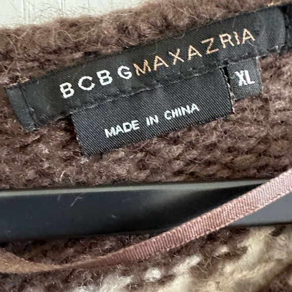 BCBG MAX AZRIA BLACK And brown CROCHETED SWEATER  acrylic wool blend Size XL - Picture 3 of 6